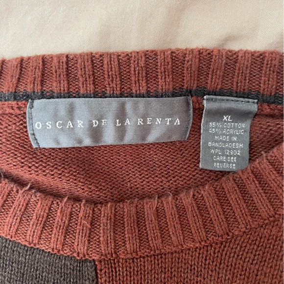 Vintage Oscar de la Renta Multicolored Checkered Pullover Crewneck Sweater - Picture 5 of 9